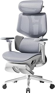Hbada X7 Smart Fauteuil Ergonomique de Bureau - Soutien Lombaire Automatique Intégré, Appui-Tête 4D Réglable, Accoudoirs 720° Multidirectionnels, Siège Aéré avec Mousse Respirante, Gris